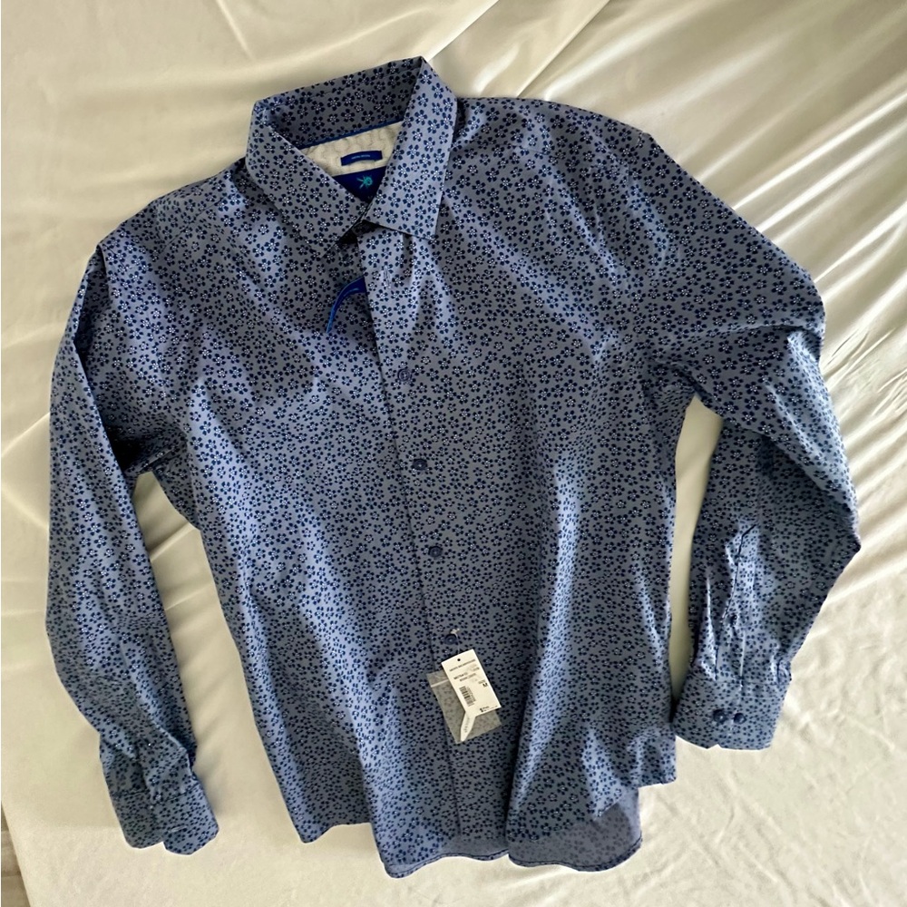 Egara NWT Non Iron MED Stretch Men's Purple Lg Slv Button Shirt Athletic Fit